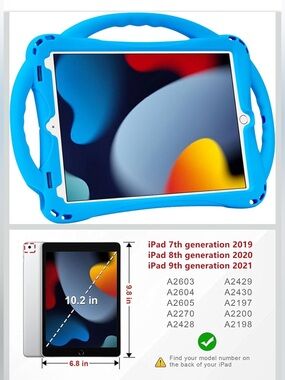 Blue Kid-Friendly Tablet Case for 10.2" iPad (7th/8th/9th Gen)